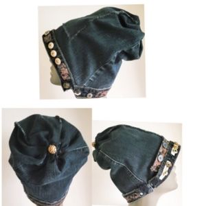 Denim sloppy hat ,handmade